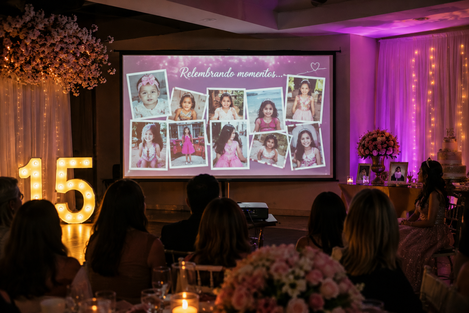 Apresentação de fotos em aniversário de 15 anos